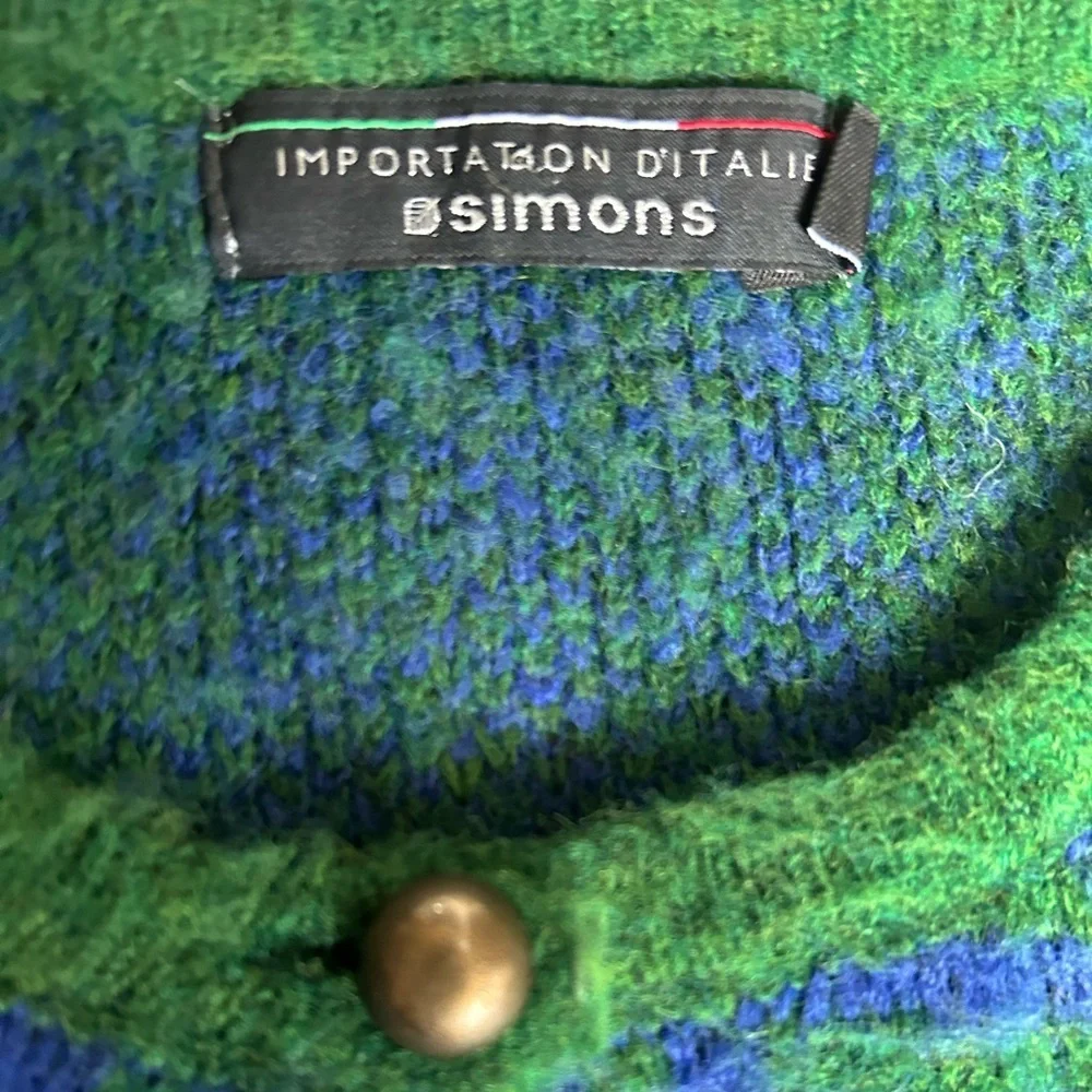 Simons Plaid Knit Button-Up Cardigan – Green & Blue. S/M - Picture 13 of 15
